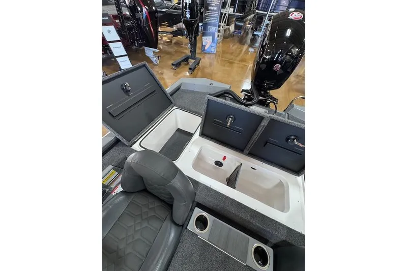 Slide: The Image of 2026 Vexus AVX 1980 boat interior with storage compartments and seating. - 14