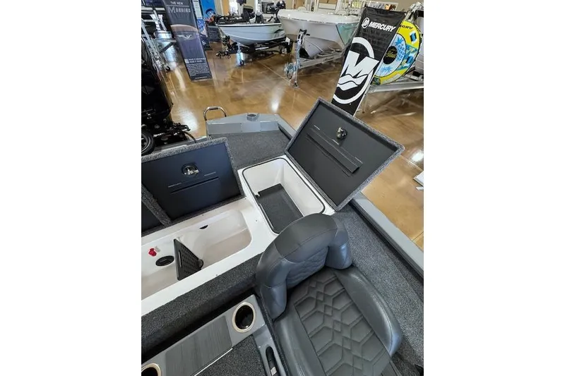 Slide: The Image of 2026 Vexus AVX 1980 boat interior with storage compartments and seating. - 15