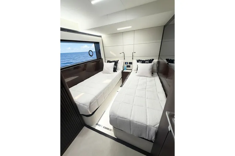 Slide: The Image of Luxurious cabin interior of 2026 Astondoa 66 Fly yacht with ocean view. - 39
