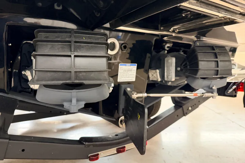 Slide: The Image of 2026 Yamaha Boats AR220 jet propulsion system, showcasing dual engines and steering mechanism. - 18