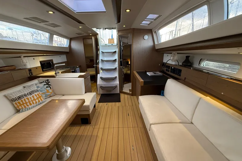 Slide: The Image of Luxurious interior of 2013 Jeanneau Sun Odyssey 44 DS sailboat with modern amenities. - 7