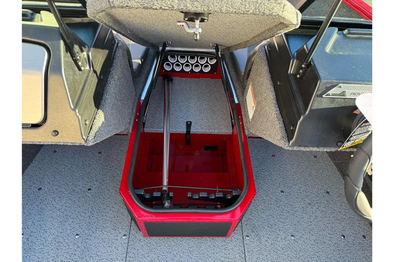 Slide: The Image of 2026 Lund 1775 Adventure Sport boat interior storage compartment open. - 9