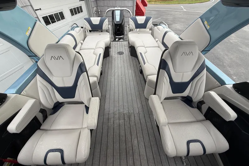 Slide: The Image of Luxurious helm of 2026 Avalon 2585 Excalibur with modern controls and plush seating. - 24