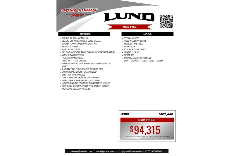 Slide: The Image of Trailer hitch of 2026 Lund 1975 Tyee boat on concrete floor. - 2