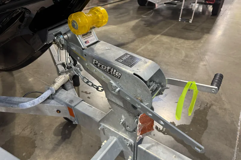 Slide: The Image of Boat trailer winch on a 2026 Lund 1975 Tyee, featuring Profile Performance branding. - 4