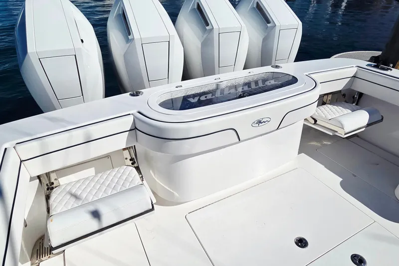 Slide: The Image of 2024 Valhalla Boatworks V-41 with quad engines and luxurious seating on deck. - 22