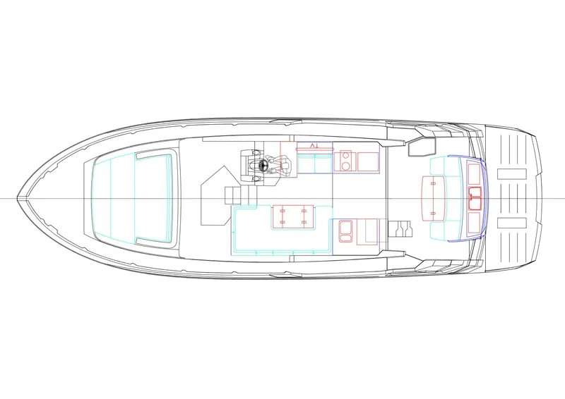 Slide: The Image of Top view schematic of 2025 Cobrey 45 FLY yacht layout. - 12