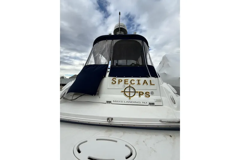 Slide: The Image of 2005 Larson Cabrio 290 boat with "Special Ops" signage, Mays Landing, NJ. - 8