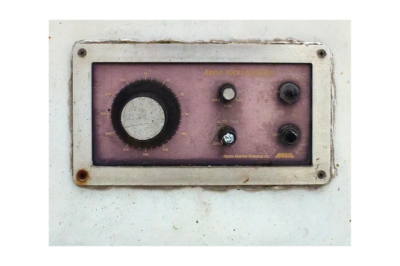 Slide: The Image of Vintage 1981 Valiant Cutter autopilot control panel, Alpha 3000, by Alpha Marine Systems. - 32