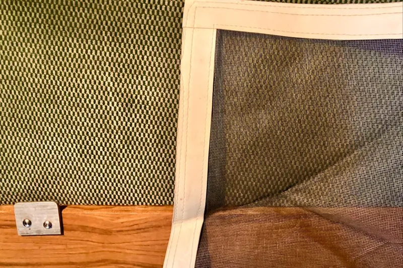 Slide: The Image of Close-up of 1981 Valiant Cutter interior fabric and mesh detail. - 54