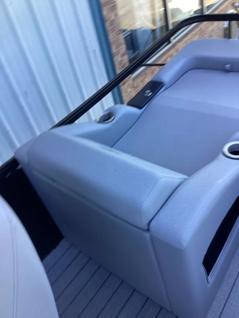 Slide: The Image of Interior of 2026 SunCatcher Fusion 324SS with gray seating. - 33