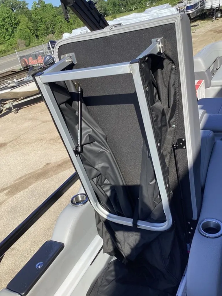 Slide: The Image of 2026 SunCatcher Fusion 324SS boat with folding mechanism. - 48