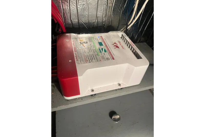 Slide: The Image of Battery charger in a 1993 Carver 350 Aft Cabin Motor Yacht engine room. - 39