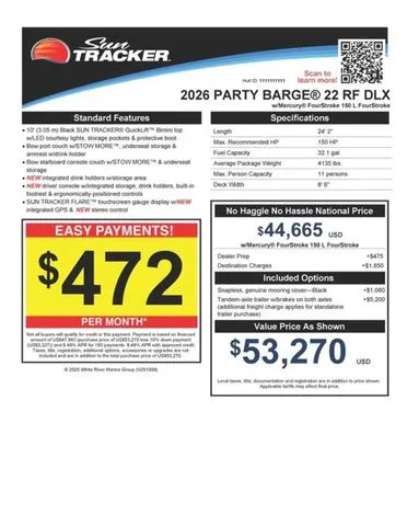 Slide: The Image of Sun Tracker Party Barge 22 RF DLX 2026 - 21