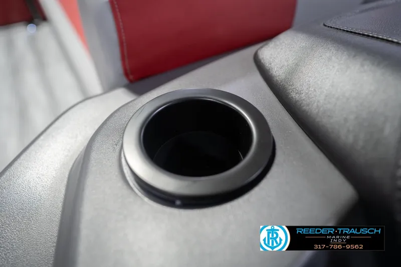 Slide: The Image of Cup holder on 2026 Bennington 22 SLJ boat with red and black interior. - 45