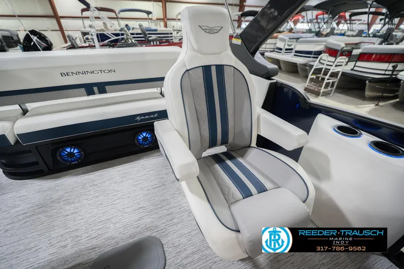 Slide: The Image of 2026 Bennington 24 MCSB boat interior with luxury seating and modern design. - 29