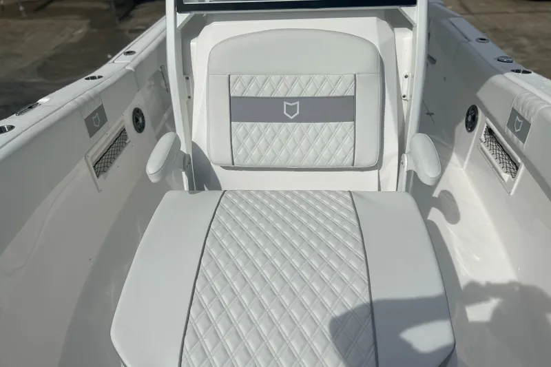 Slide: The Image of 2026 Sea Fox 268 Commander boat interior with diamond-stitched seating and modern design. - 17