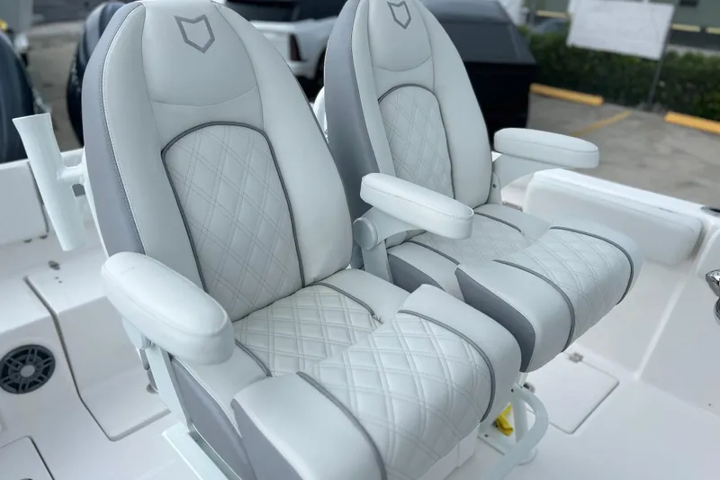 Slide: The Image of Luxury seating on 2026 Sea Fox 268 Commander boat, featuring diamond-stitched upholstery. - 20