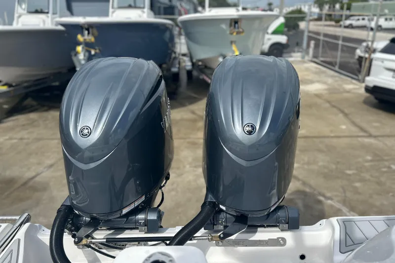 Slide: The Image of Twin Yamaha outboard engines on a 2026 Sea Fox 268 Commander boat. - 35