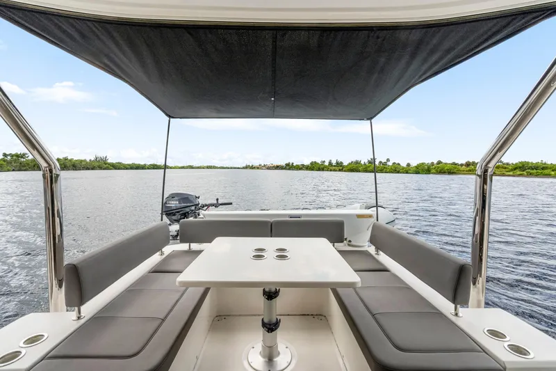 Slide: The Image of Interior of 2019 Aquila 44 Yacht with modern kitchen and scenic water view. - 31