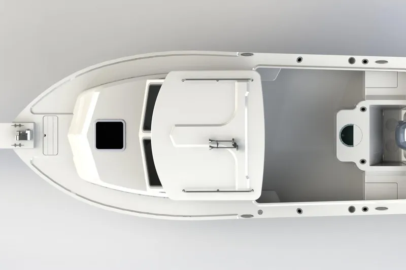 Slide: The Image of 2026 Parker 217 Explorer boat interior with engine and storage compartments. - 9