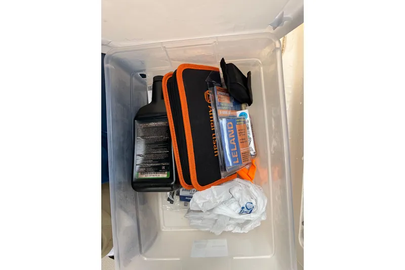 Slide: The Image of Storage box with boating essentials on a 2019 Grady-White Freedom 235. - 26