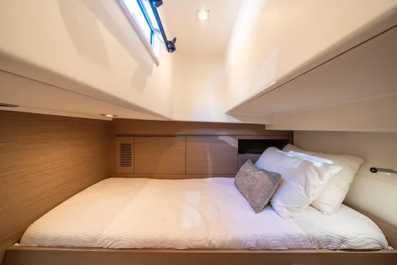 Slide: The Image of Luxurious cabin interior of 2021 Pardo Yachts 38 with cozy bedding and modern design. - 44