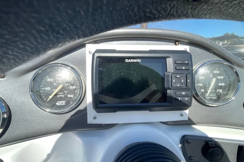 Slide: The Image of Dashboard of 2017 Hurricane SunDeck Sport 202 OB with Garmin GPS system. - 18