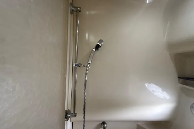 Slide: The Image of 2009 Formula 40 Performance Cruiser bathroom with toilet and showerhead. - 43