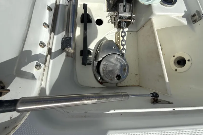 Slide: The Image of 2009 Formula 40 Performance Cruiser anchor compartment, docked by a wooden pier. - 66