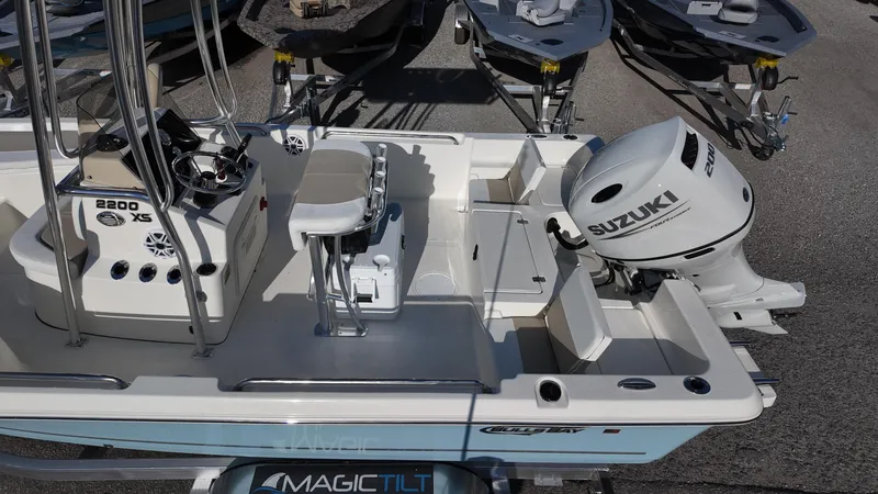 Slide: The Image of 2025 Bulls Bay 2200XS boat with Suzuki engine on trailer. - 7