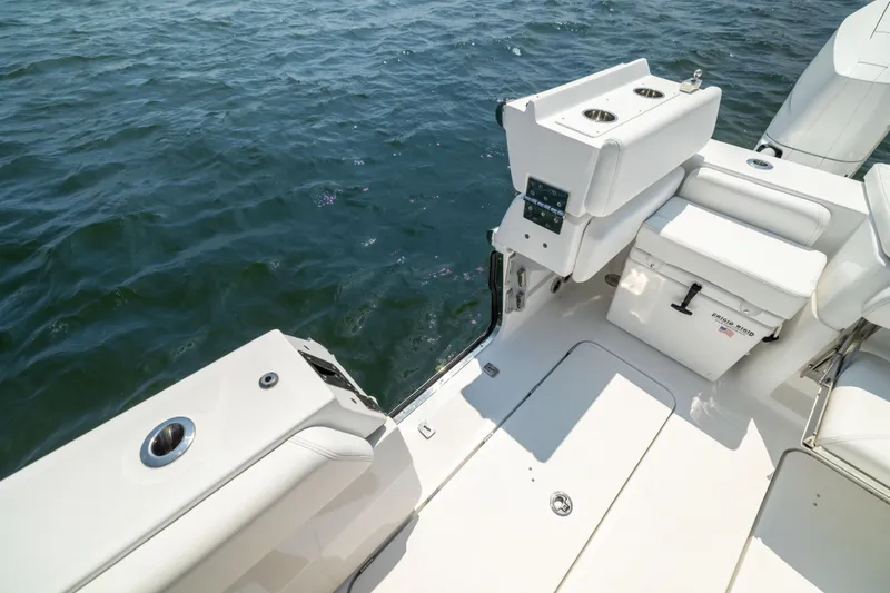 Slide: The Image of 2026 HCB 42 Lujo boat deck with seating and water view. - 17