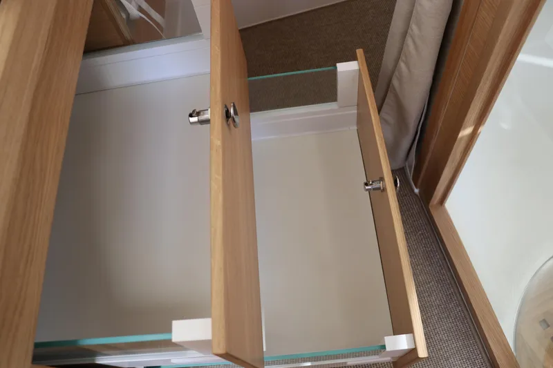 Slide: The Image of Open wooden cabinet with glass shelf in Nimbus T11, 2025 model. - 45