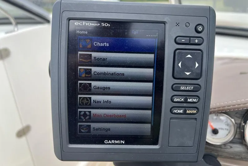 Slide: The Image of Garmin echoMAP 50s on 2015 Stingray 234LR boat, displaying navigation options. - 15