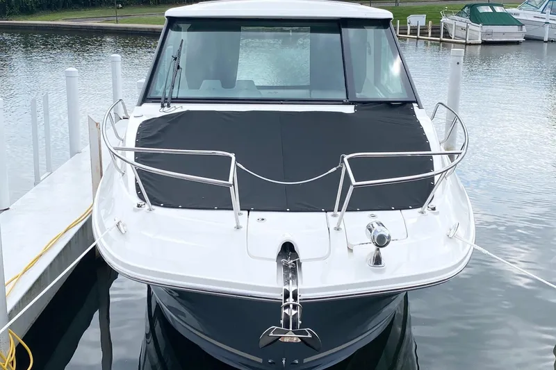 Slide: The Image of Manufacturer Provided Image: 2021 Sea Ray Sundancer 320 Coupe interior layout with cabins and seating area. - 13