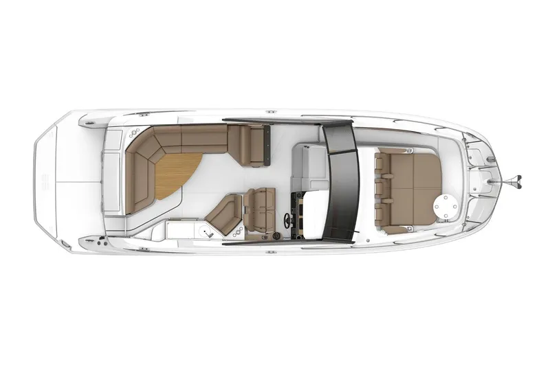 Slide: The Image of Interior of 2021 Sea Ray Sundancer 320 Coupe with luxurious seating and modern design. - 8