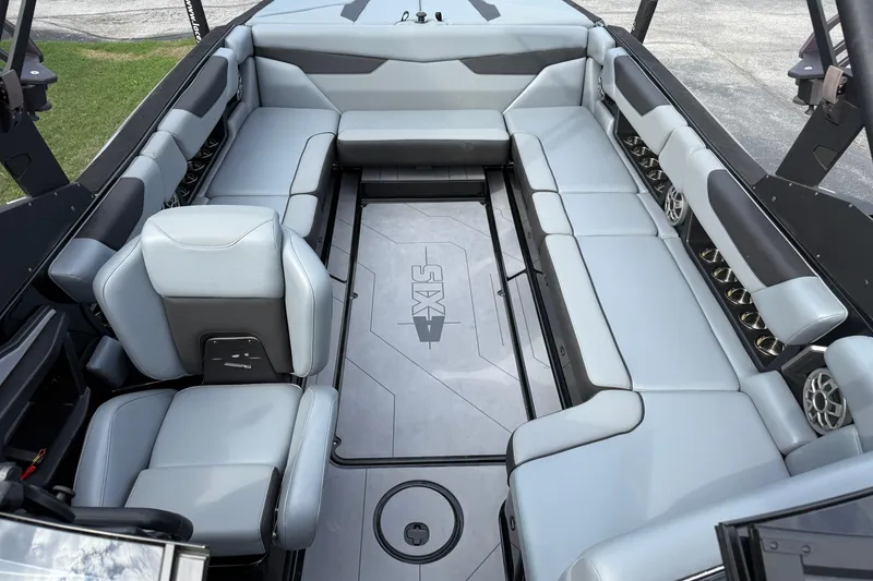 Slide: The Image of 2022 Axis A24 boat interior with spacious seating and modern design. - 19