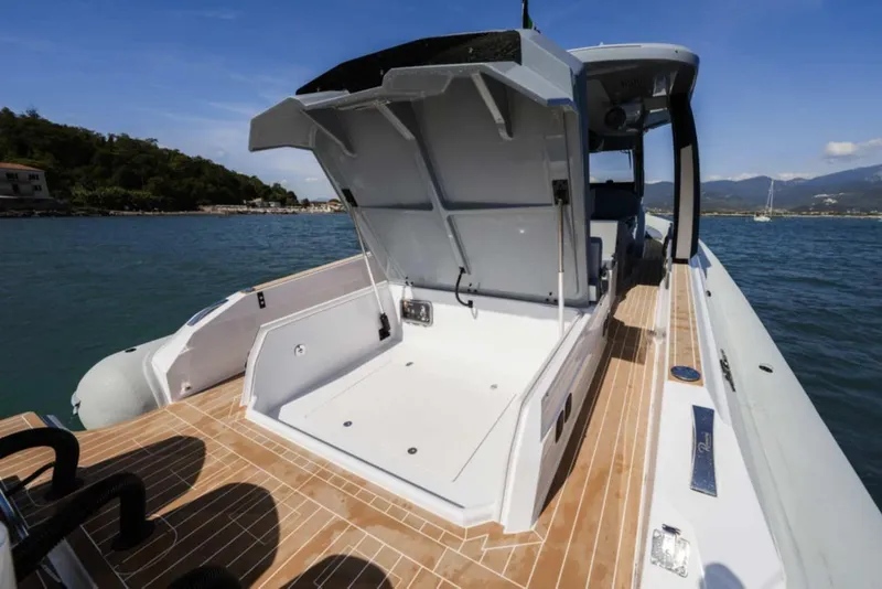 Slide: The Image of Modern bathroom interior on 2026 Ranieri CAYMAN 50 HARDTOP yacht, featuring sleek sink design. - 19