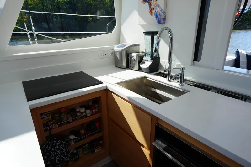 Slide: The Image of Modern kitchen in 2024 Balance 442 yacht with sleek countertops and appliances. - 12