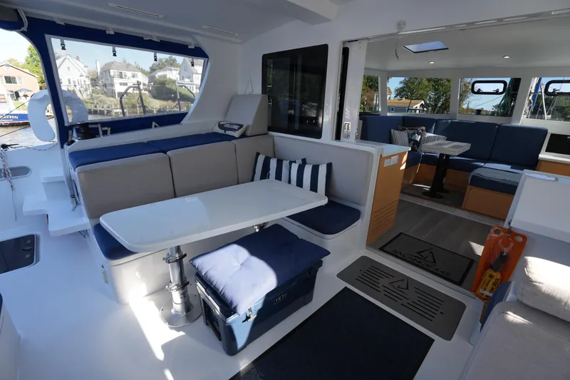 Slide: The Image of Luxurious interior of 2024 Balance 442 catamaran with spacious seating and modern design. - 18