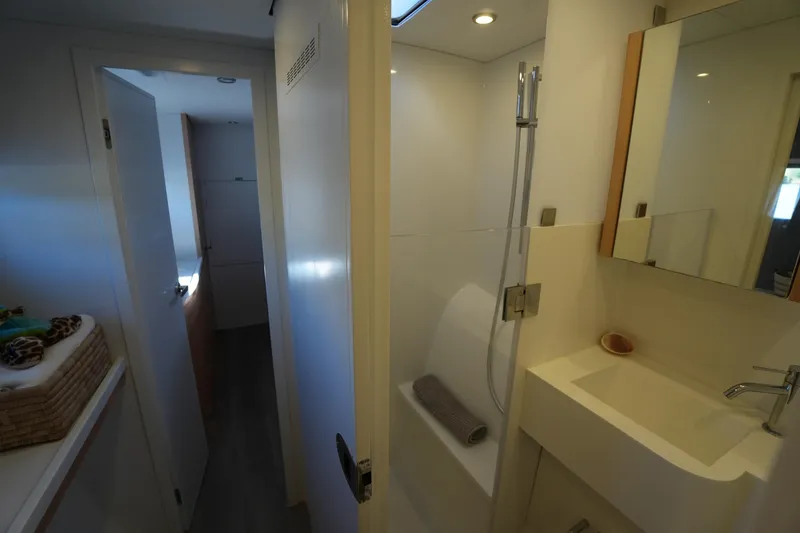 Slide: The Image of Modern bathroom interior in 2024 Balance 442 model yacht, featuring sleek design and fixtures. - 23