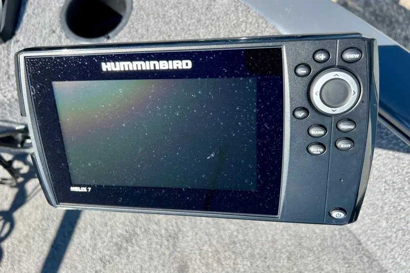 Slide: The Image of Humminbird Helix 7 fish finder on 2017 Tracker Pro Guide V-17 SC boat. - 16