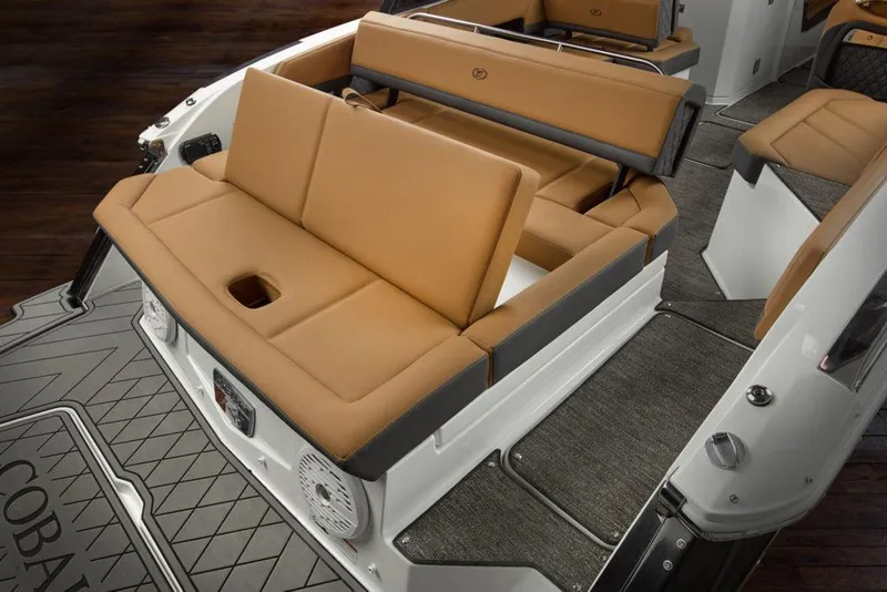 Slide: The Image of Open storage compartment on 2022 Cobalt R6 boat, showing interior details. - 5