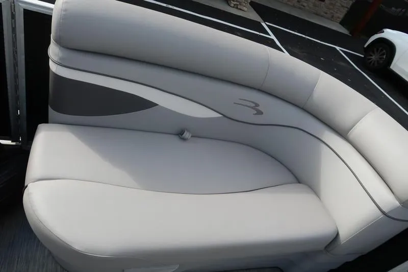 Slide: The Image of 2020 Bennington 20 SLMX boat seat, gray upholstery, sleek design. - 14