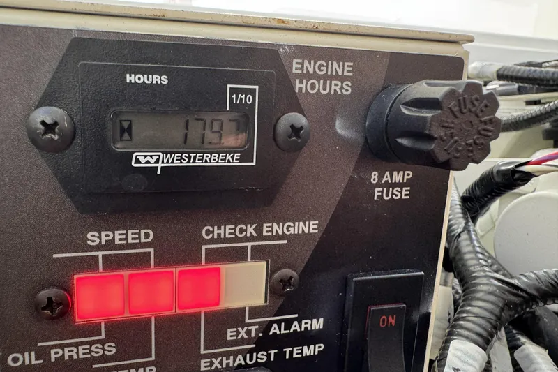 Slide: The Image of Control panel of a 2021 Formula 330 Crossover Bowrider OB showing 179 engine hours. - 67