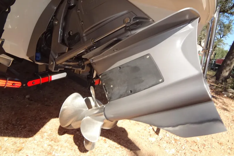 Slide: The Image of 2020 Formula 240 Bowrider boat propeller and stern detail in outdoor setting. - 66