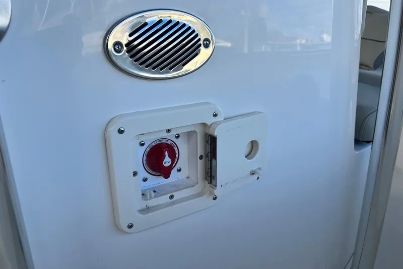 Slide: The Image of 2026 Key West 189 FS boat control panel with switch and speaker detail. - 30