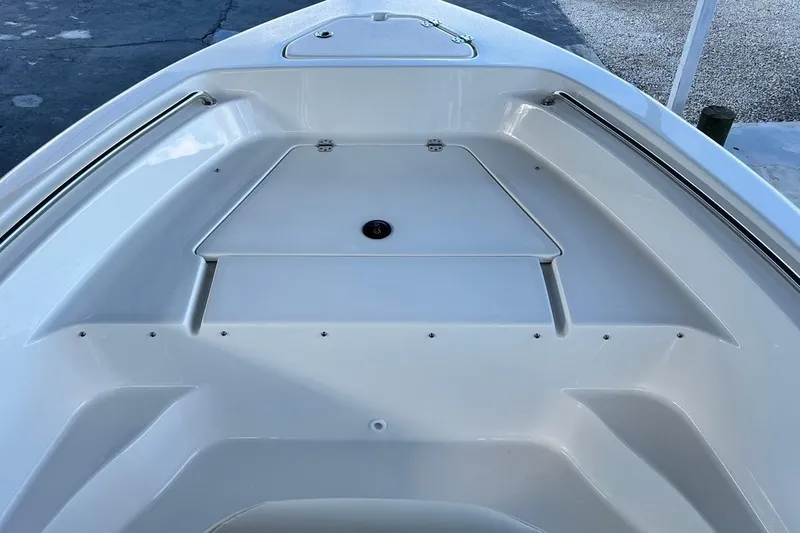 Slide: The Image of Bow area of 2026 Key West 189 FS boat, featuring sleek white design. - 9