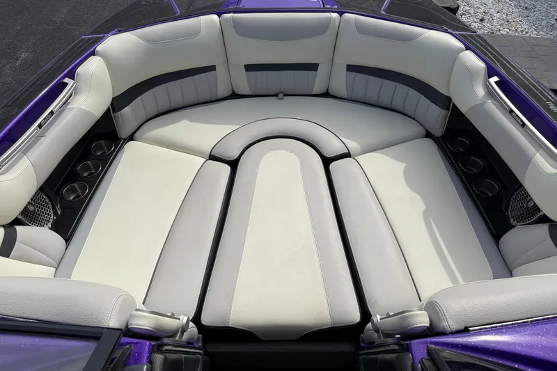 Slide: The Image of Luxurious interior of 2015 Malibu Wakesetter 24 MXZ boat with plush seating. - 15