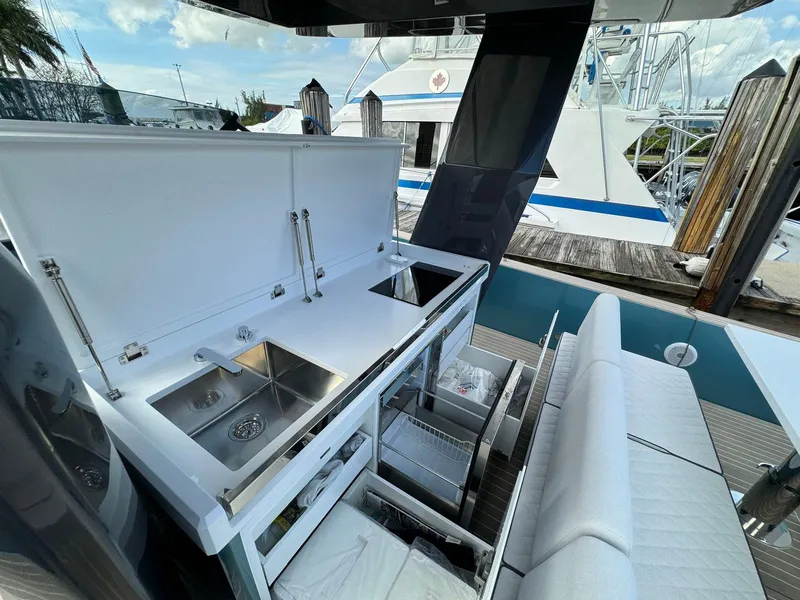 Slide: The Image of Outdoor kitchen on 2024 Fiart 39 Seawalker yacht with sink and storage. - 14